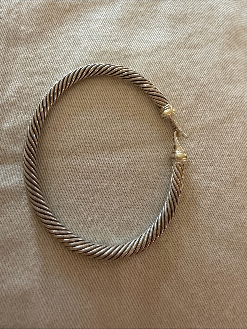 David Yurman Two-Tone Silver and Gold Cable Bracelet - Picture 5 of 7